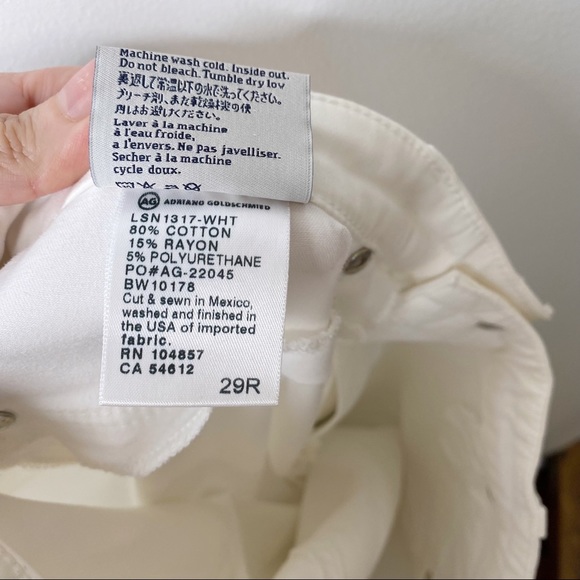 AG Adriano Goldschmied The Ballad Slim Boot Jeans Coastal Grandma White Size 29R - Picture 14 of 15